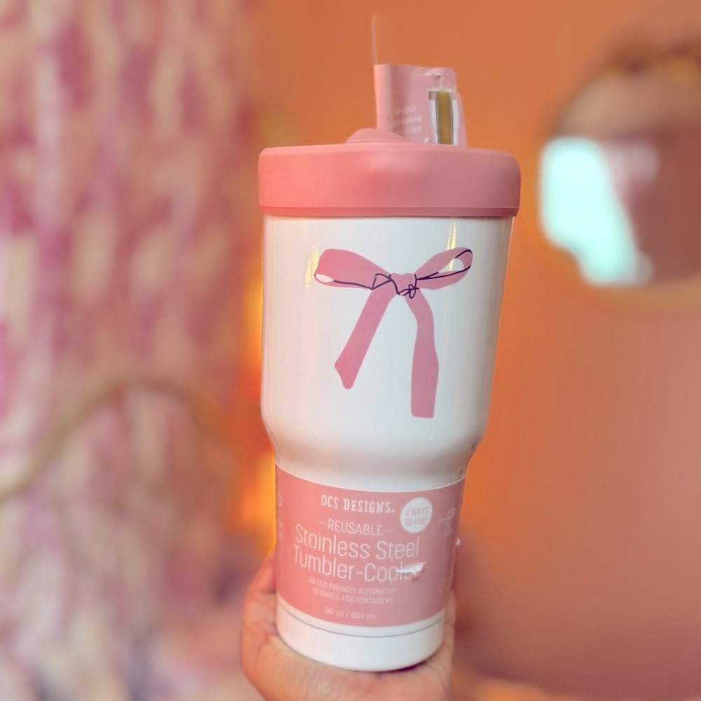 🎀🤍🩰 Pink bow Tumbler - Loveshackfany Vibes 🎀🤍🩰 - Picture 2 of 2